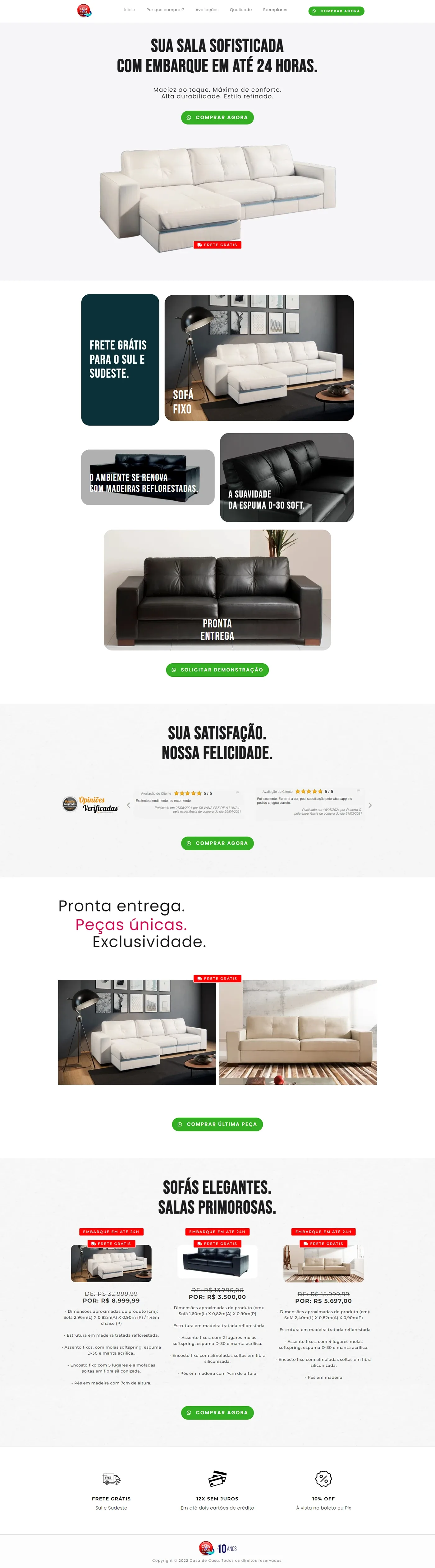 Landing page da Casa de Casa