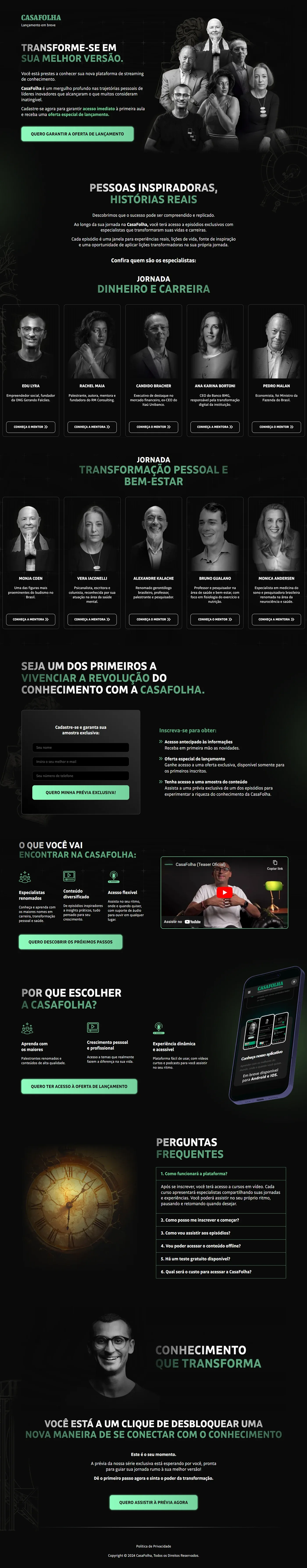 Landing page de lançamento do CasaFolha