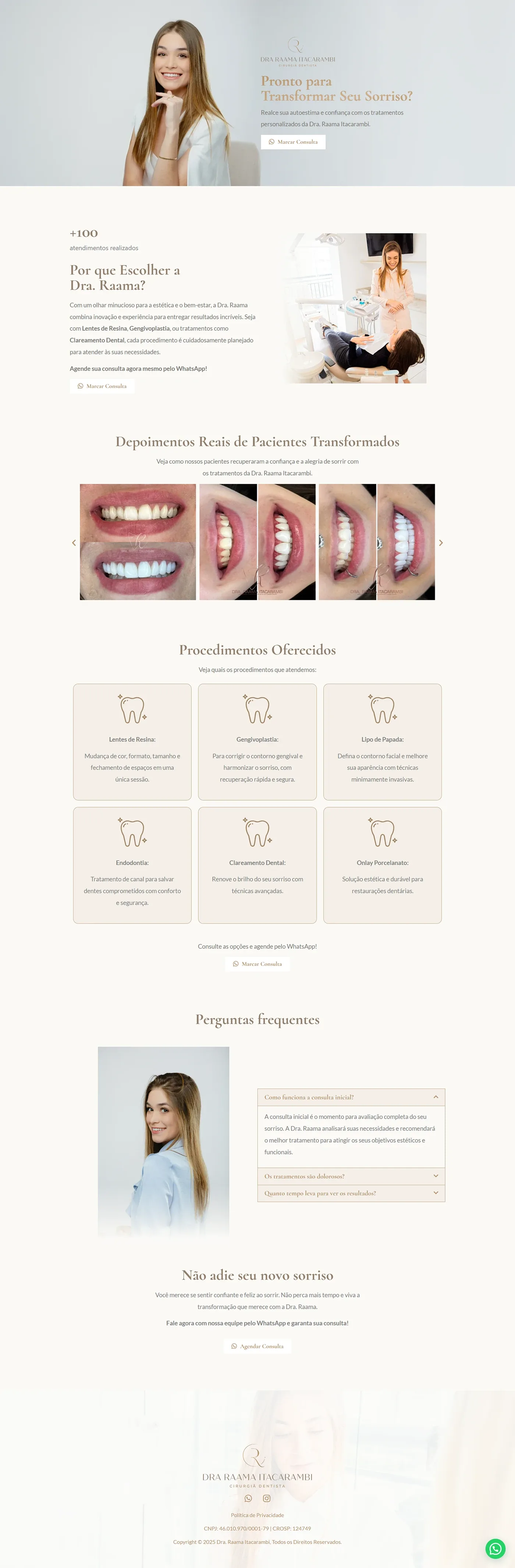 Landing page da Dra. Raama Itacarambi