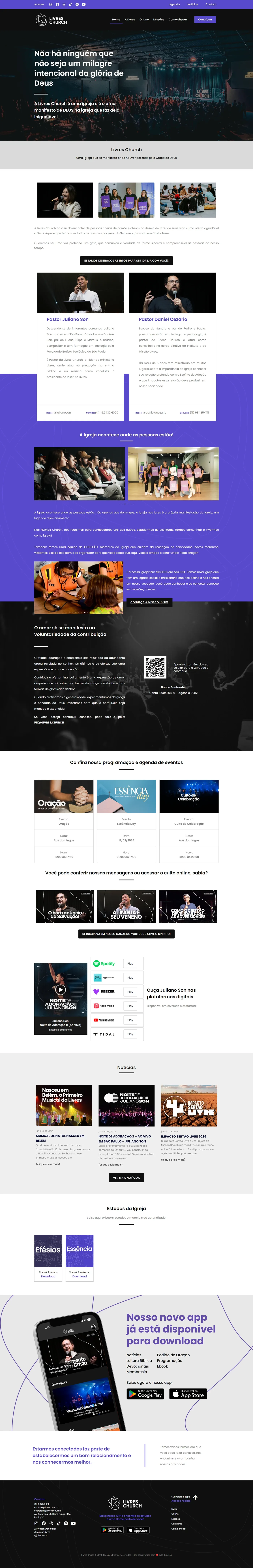 Site institucional da Livres Church