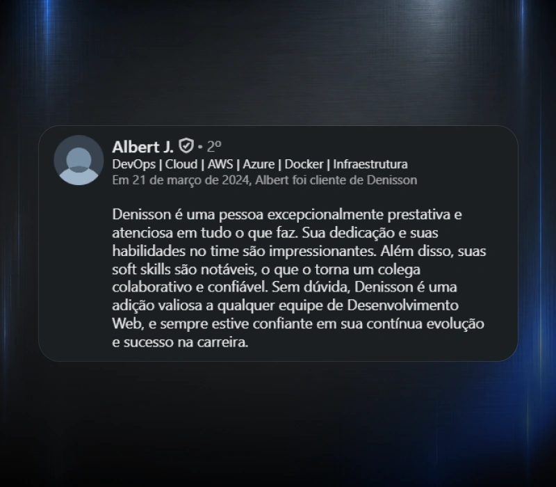 Recomendação de Albert J. no LinkedIn