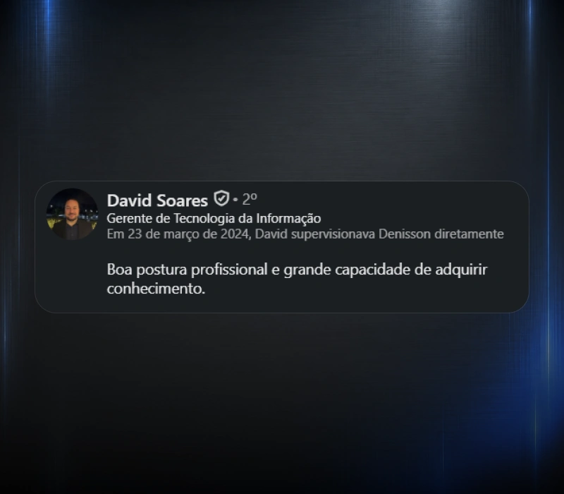 Recomendação de David Soares no LinkedIn