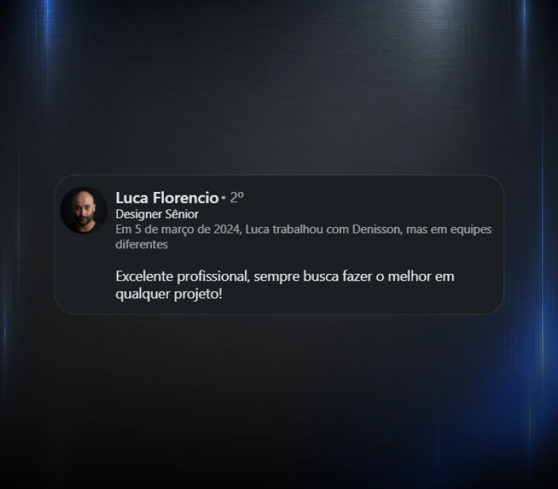 Recomendação de Luca Florencio no LinkedIn