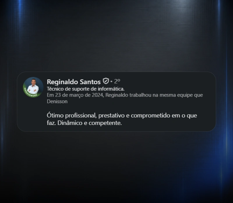Recomendação de Reginaldo Santos no LinkedIn