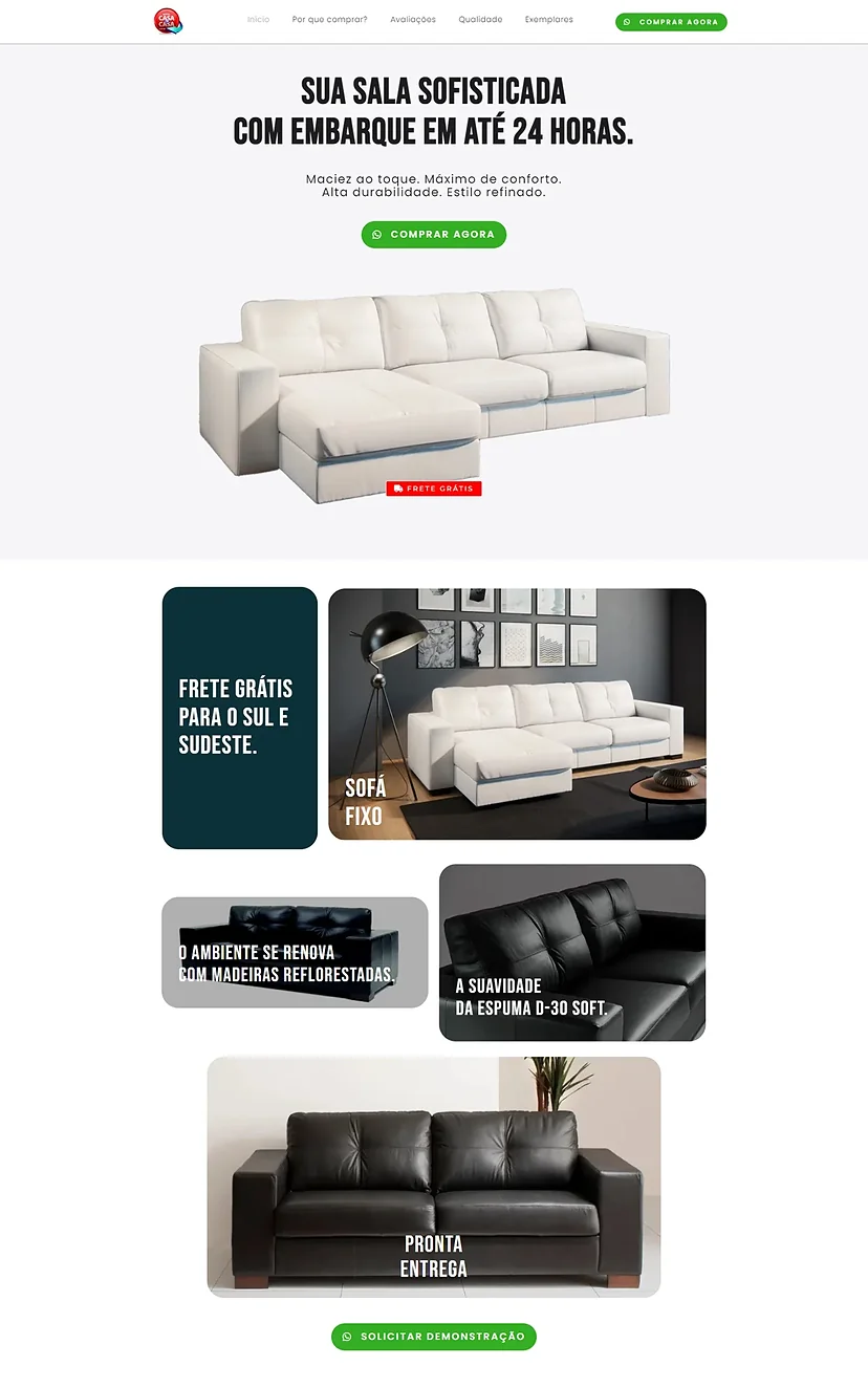 Landing page da Casa de Casa