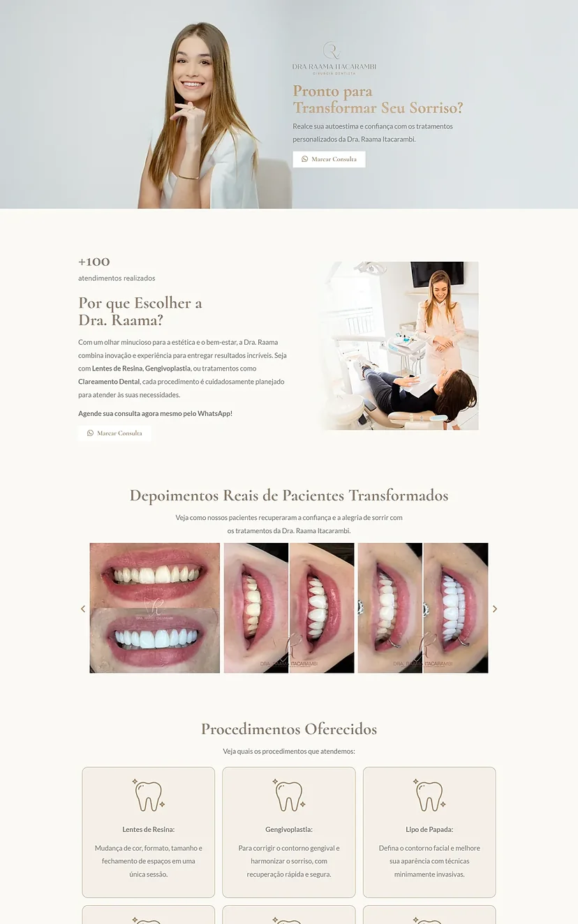 Landing page da Dra. Raama Itacarambi