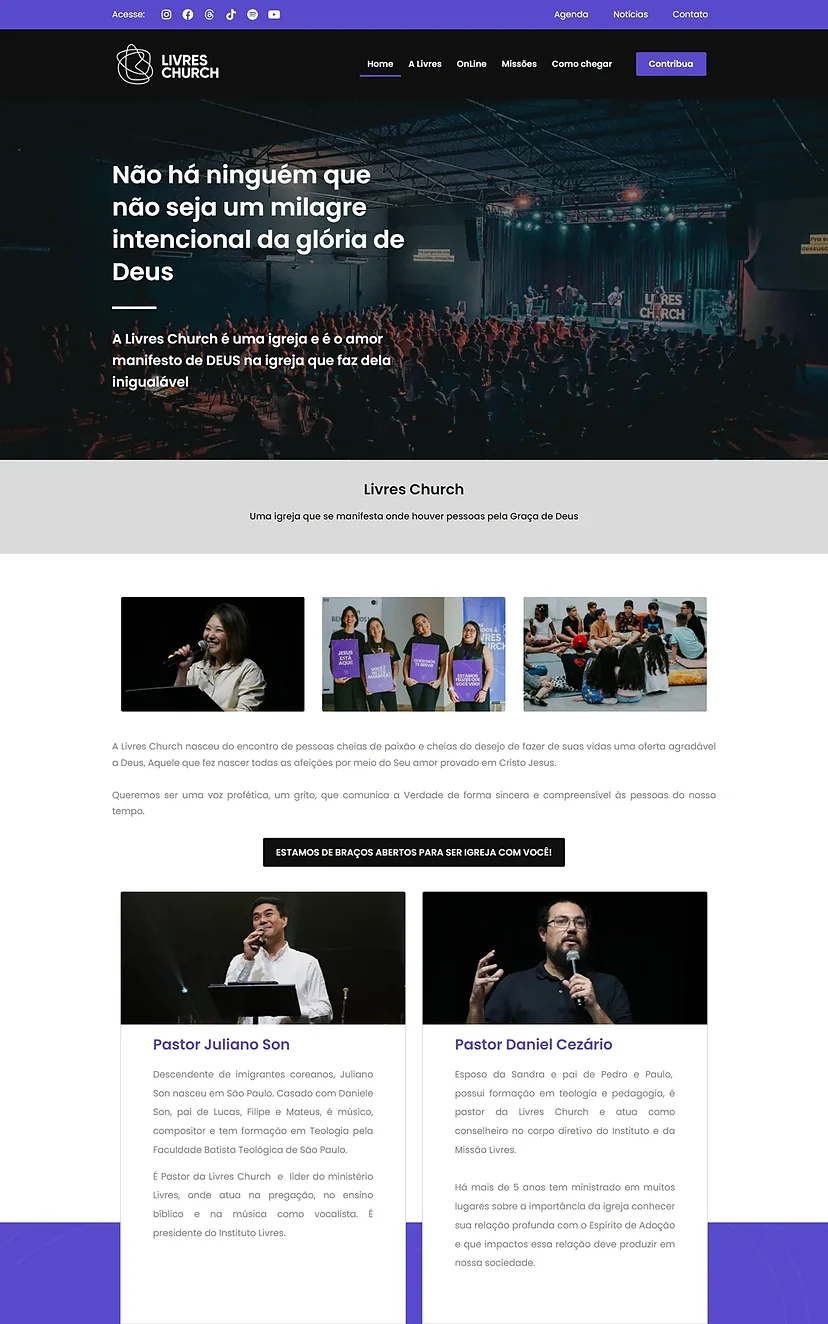 Site institucional da Livres Church
